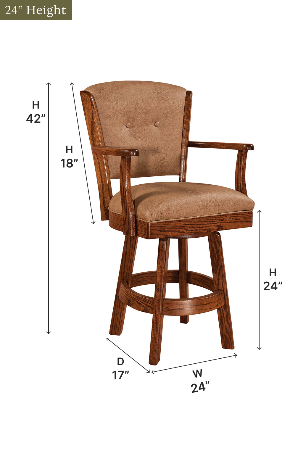 The Amish House Lansfield Bar Chair - Thumbnail 2