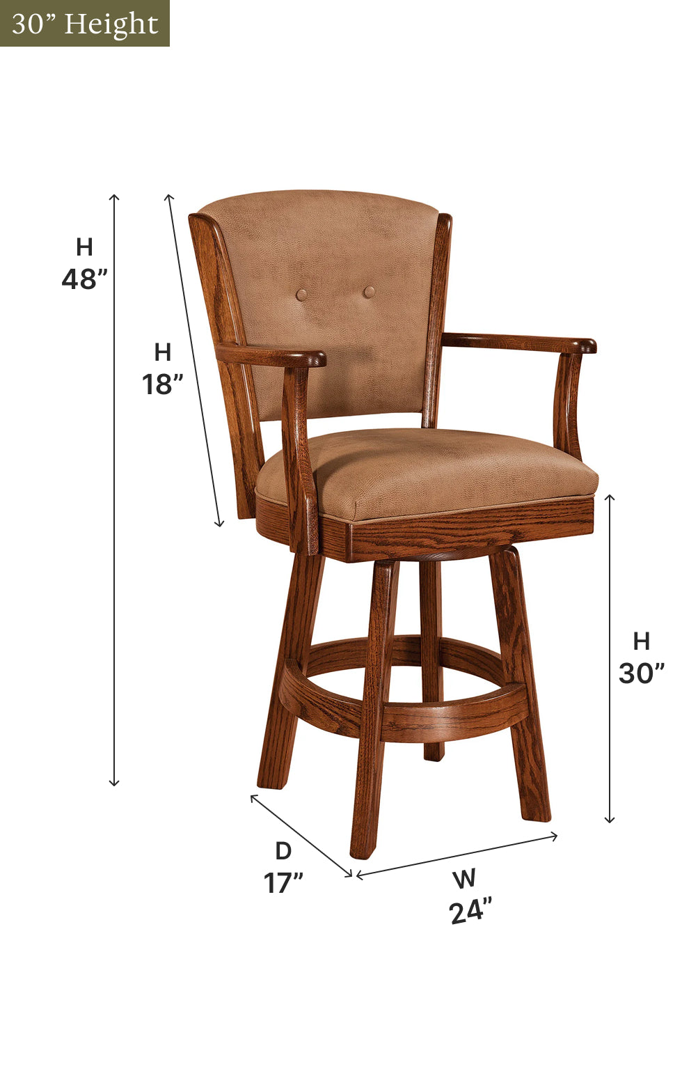 Amish Lansfield Swivel Bar Chair