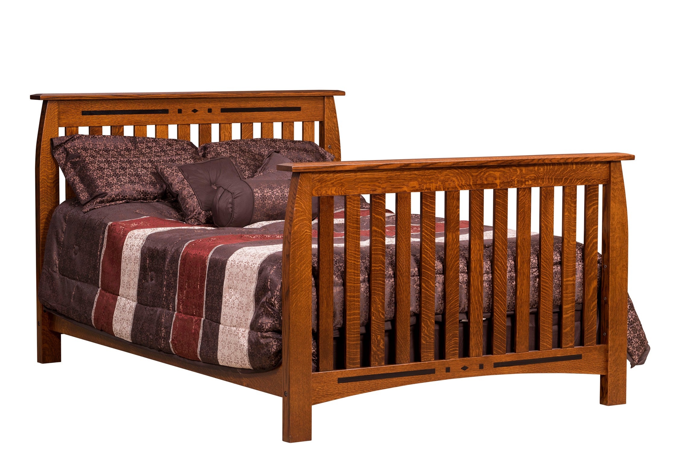 linbergh double bed in quartersawn white oak with goldern brown stain