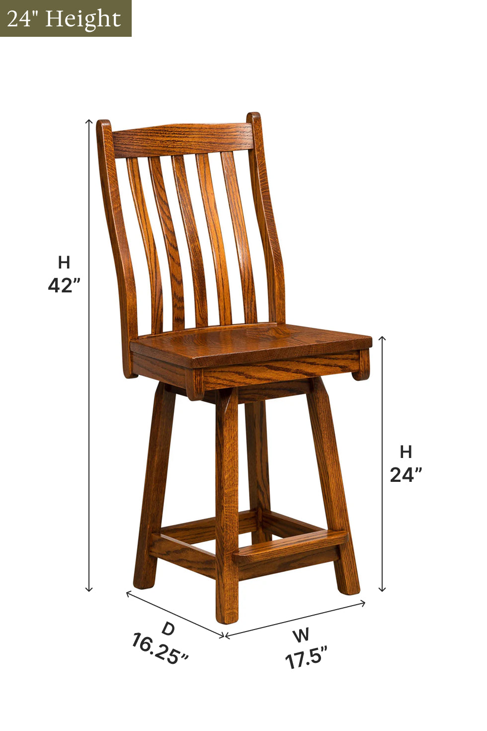Amish Lincoln Swivel Bar Chair-Bar Chair-The Amish House
