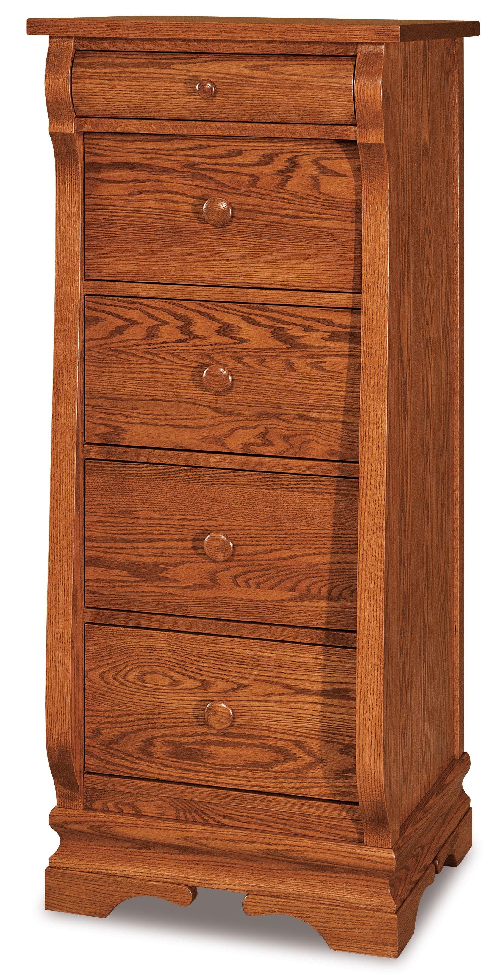 amish chippewa sleigh five drawer lingerie chest