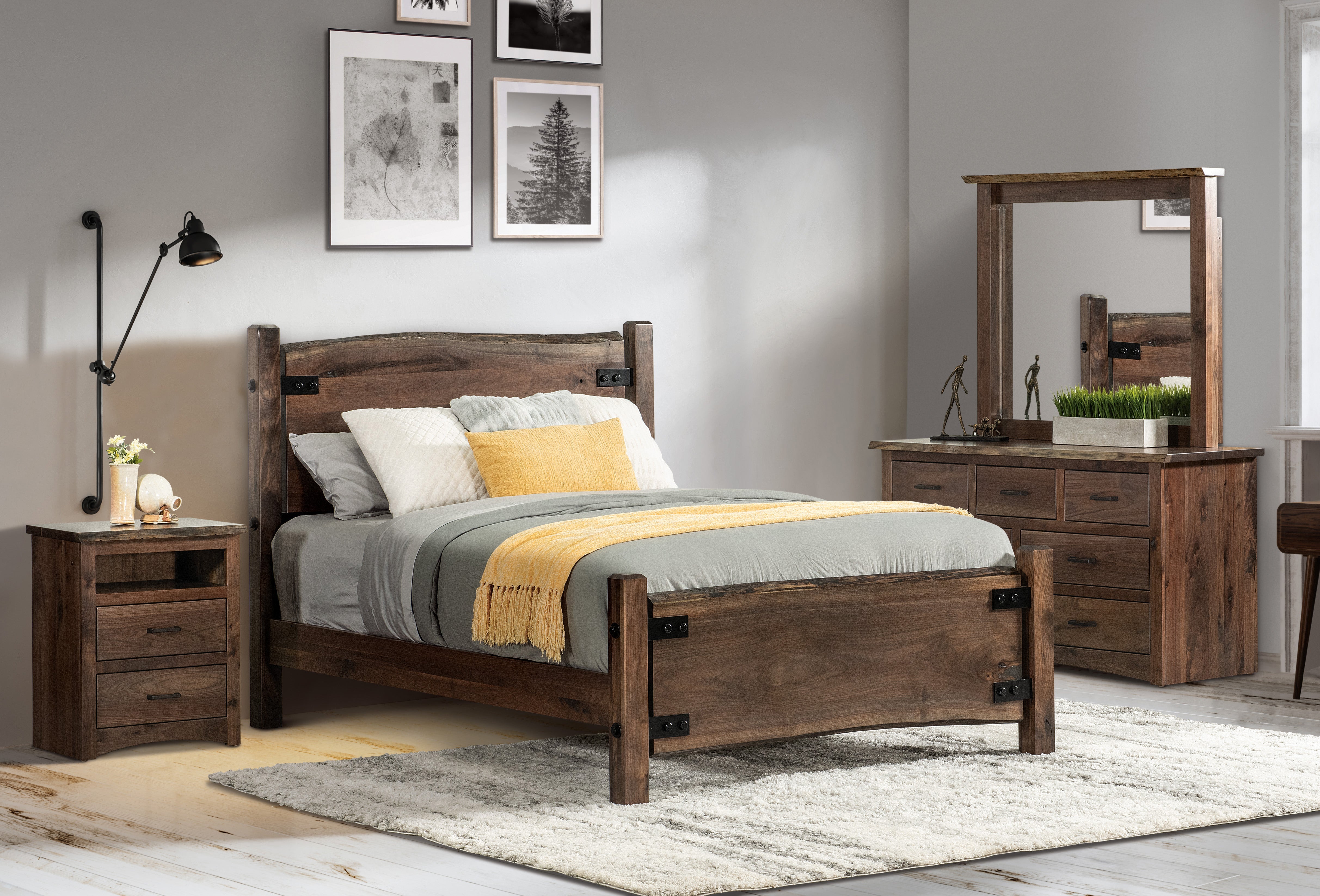 amish live edge wood bed 