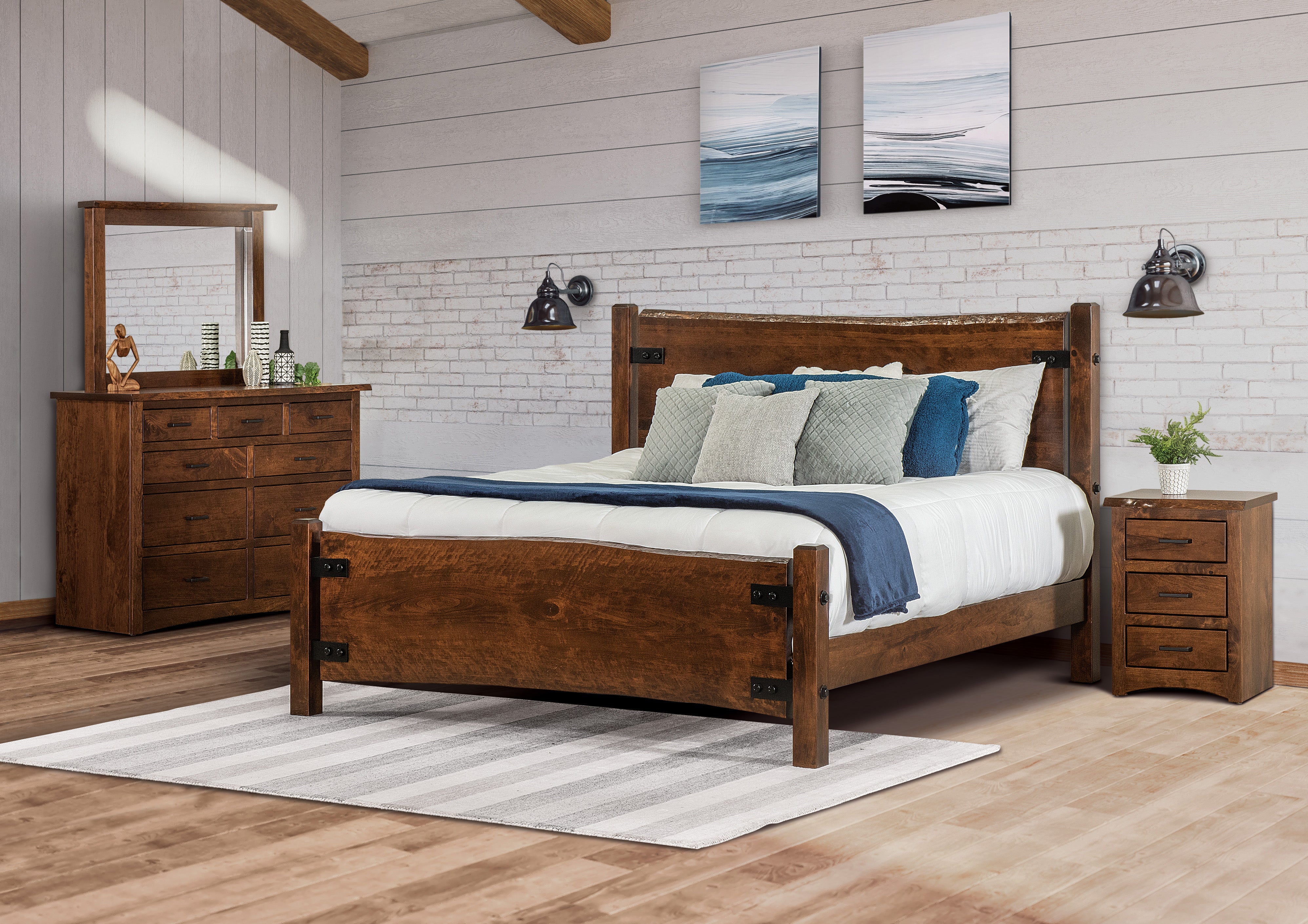 amish live edge wood bed 