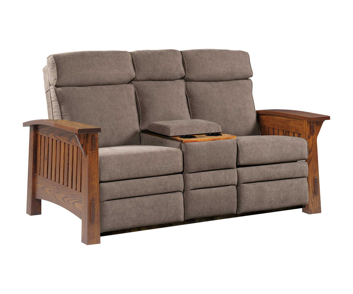 Amish 4575 Series Country Mission Center Console Recliner Love Seat