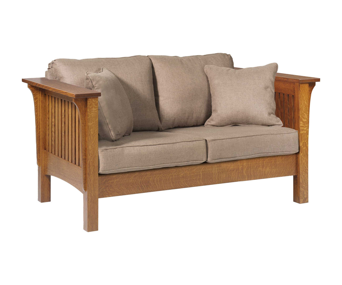 Amish 1800 Series Mission Love Seat with Reversible Cushions-Love Seat-The Amish House