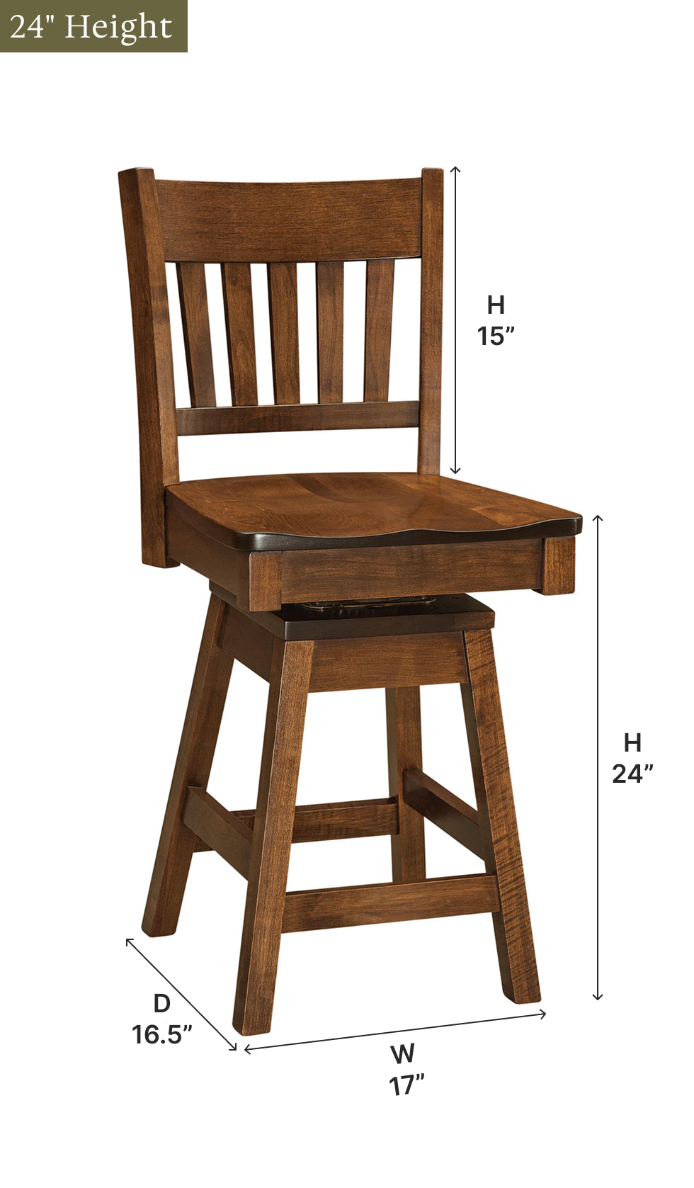 Amish Marbury Swivel Bar Chair-Bar Chair-The Amish House