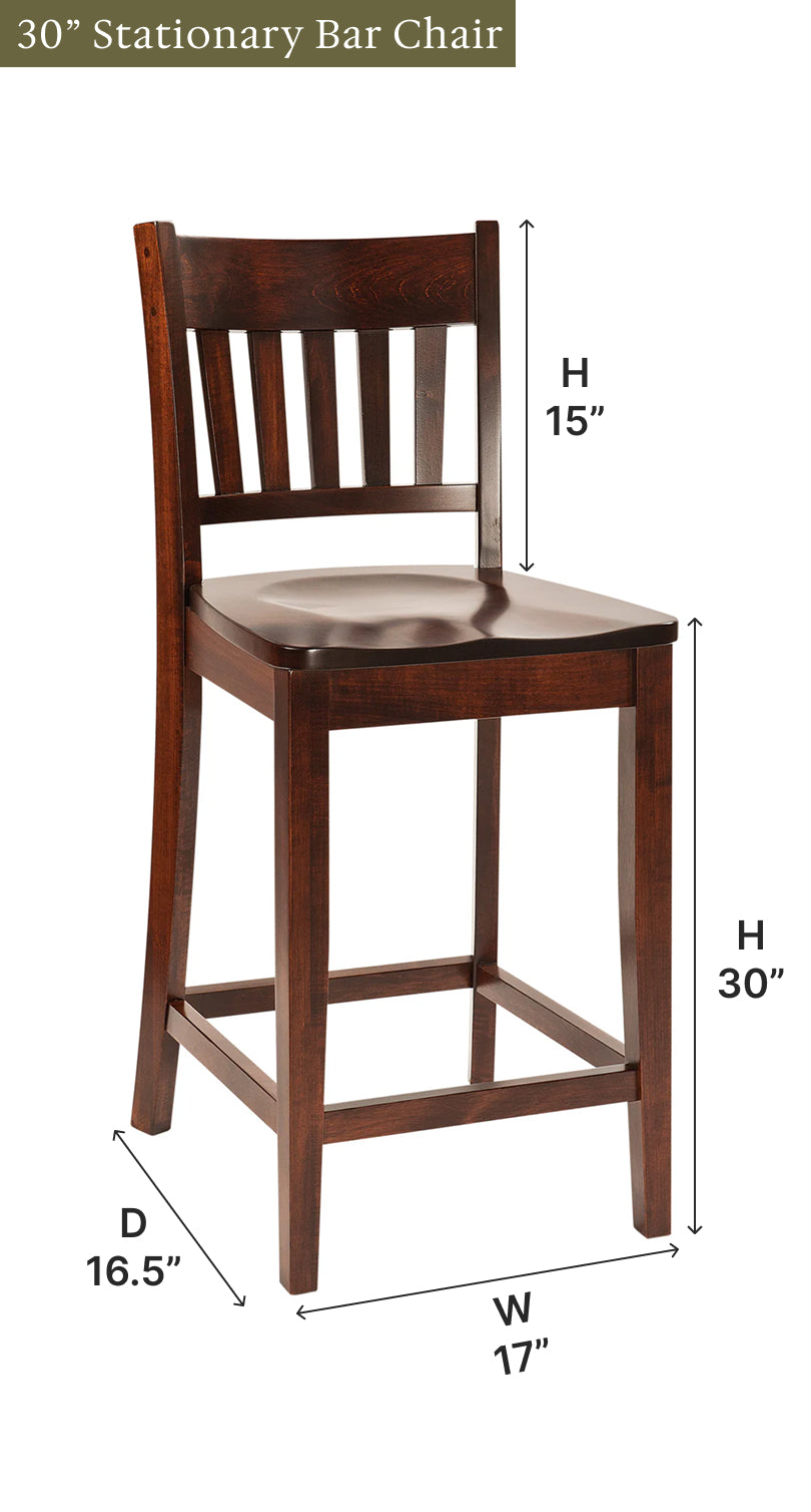 Amish Marbury Stationary Bar Chair-Bar Chair-The Amish House