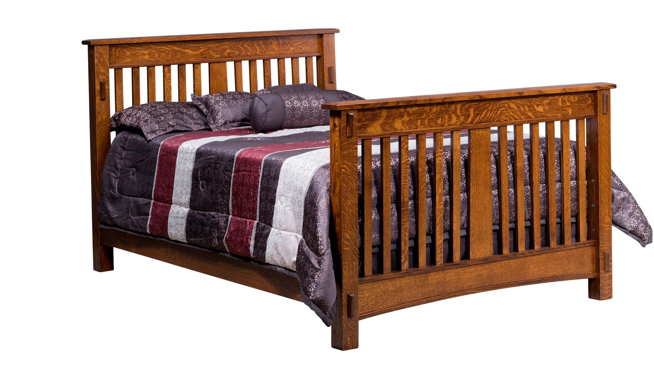 mccoy double bed in quartersawn white oak with golden brown stain