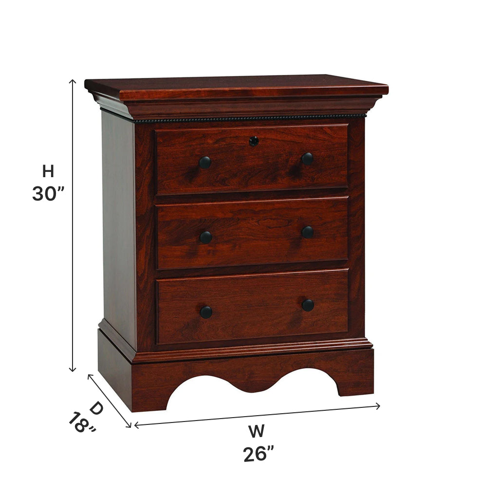 Amish Merlot Three Drawer Nightstand - Thumbnail 2