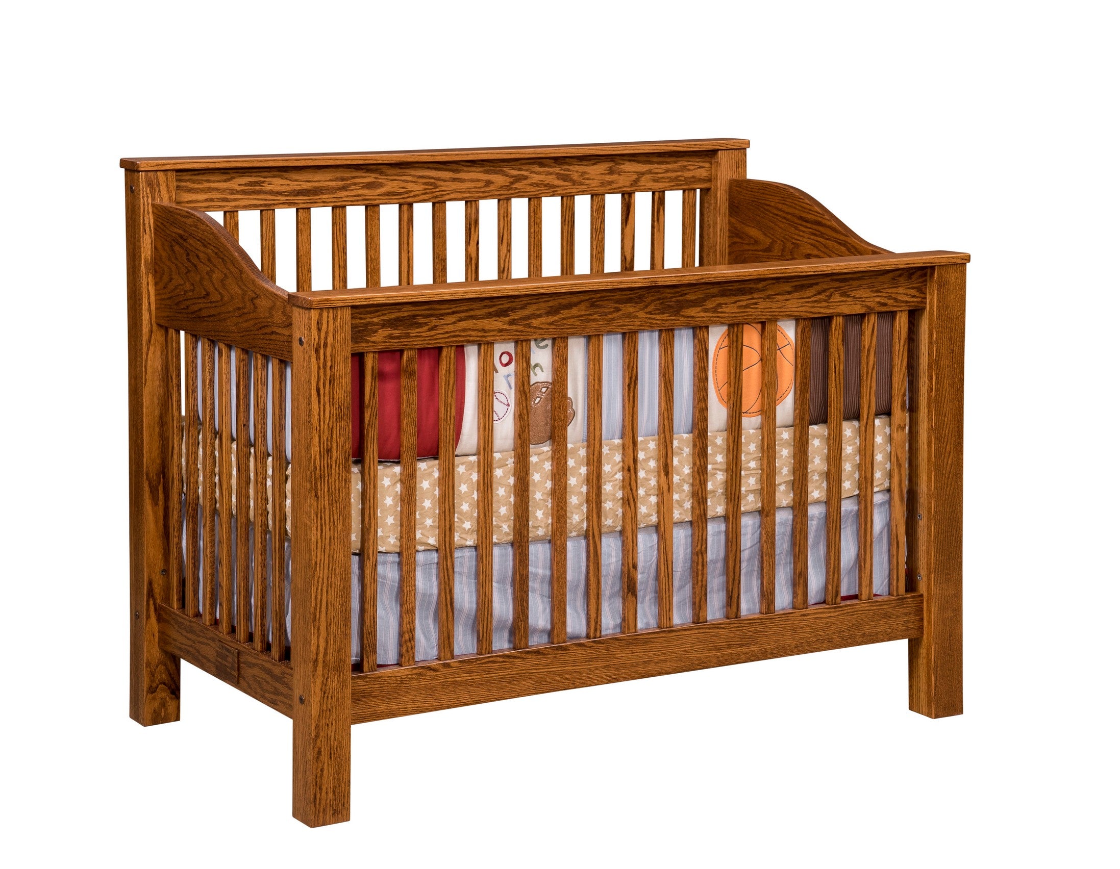 mission baby crib in oak wood with hoosier special stain