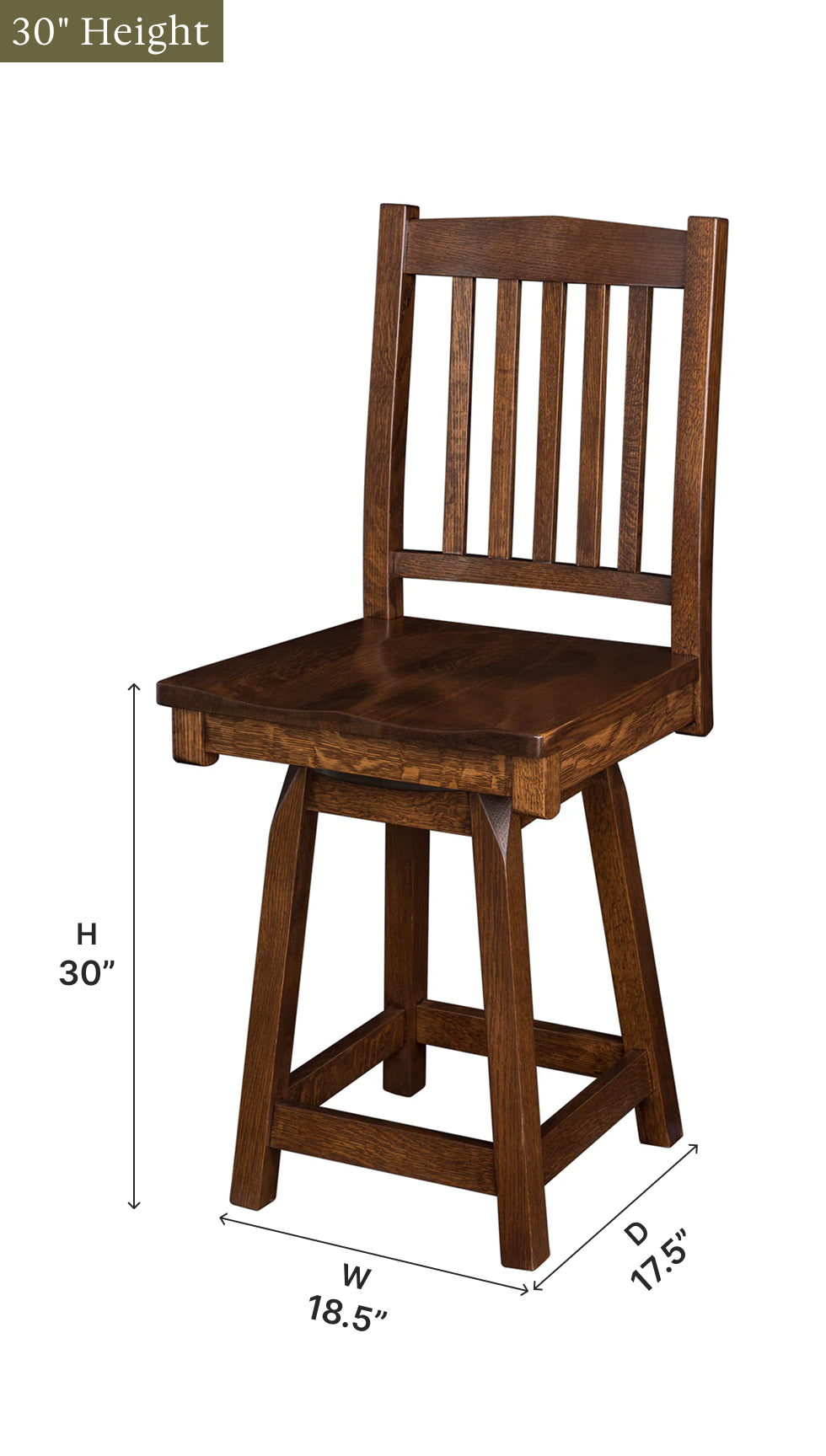 Amish Larson Mission Swivel Bar Chair - Thumbnail 5