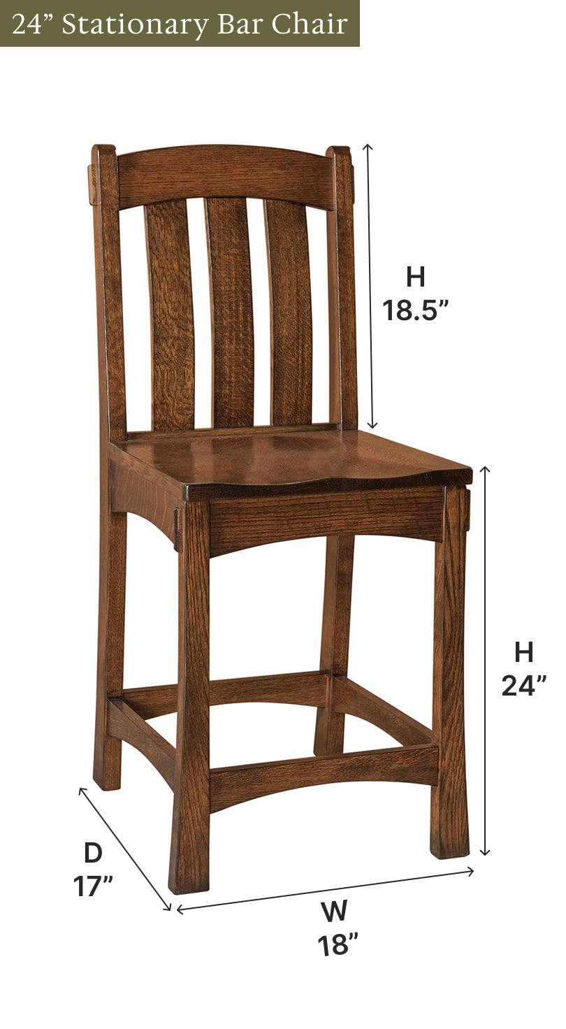 Amish Modesto Stationary Bar Chair-Bar Chair-The Amish House