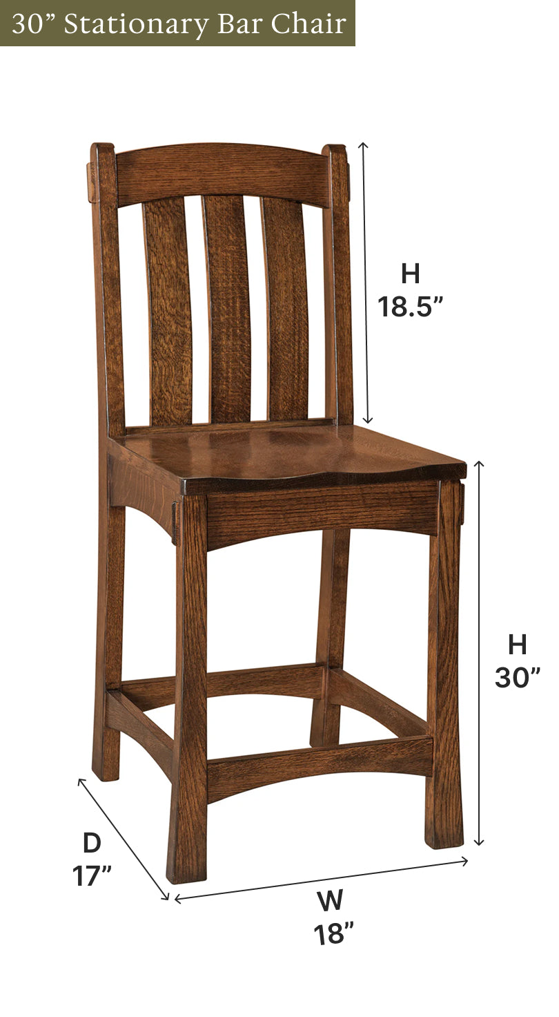 Amish Modesto Stationary Bar Chair-Bar Chair-The Amish House