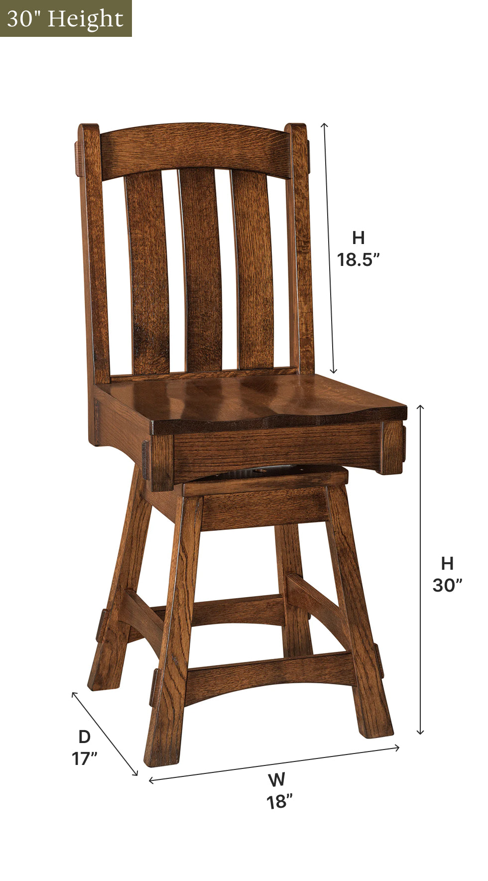Amish Modesto Swivel Bar Chair-Bar Chair-The Amish House