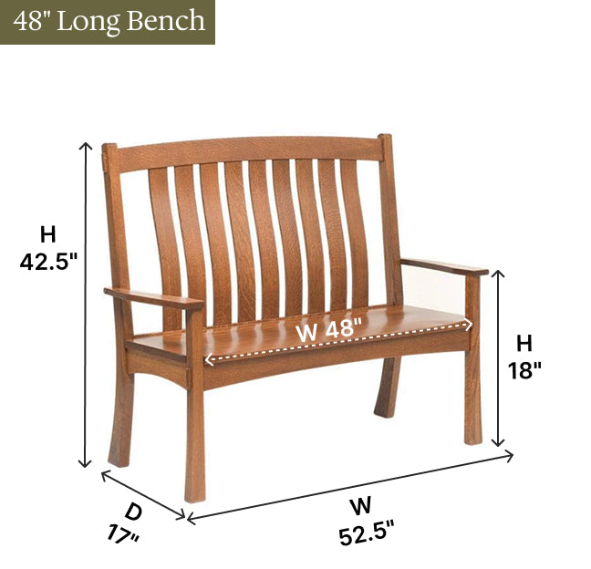 Amish Modesto Long Bench with Arm-Dining Bench-The Amish House