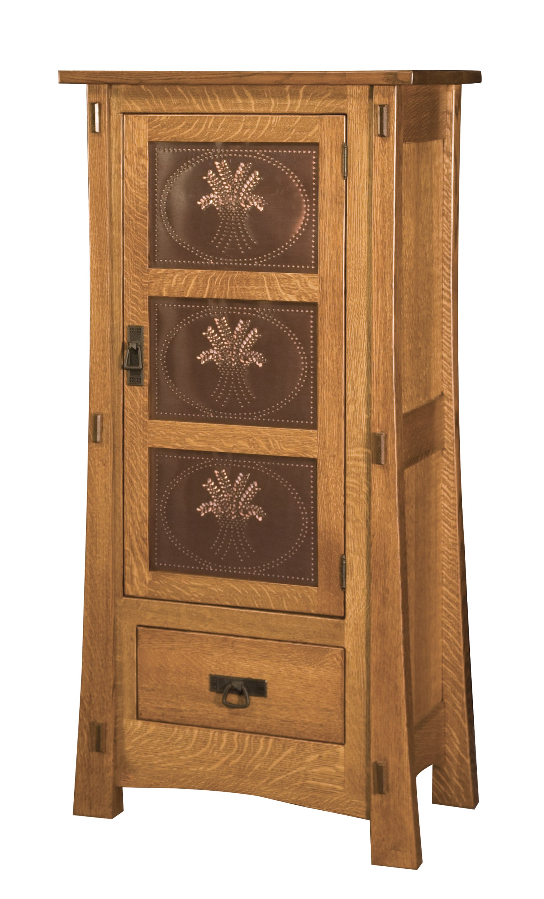 american made amish modesto display cabinet with copper doors