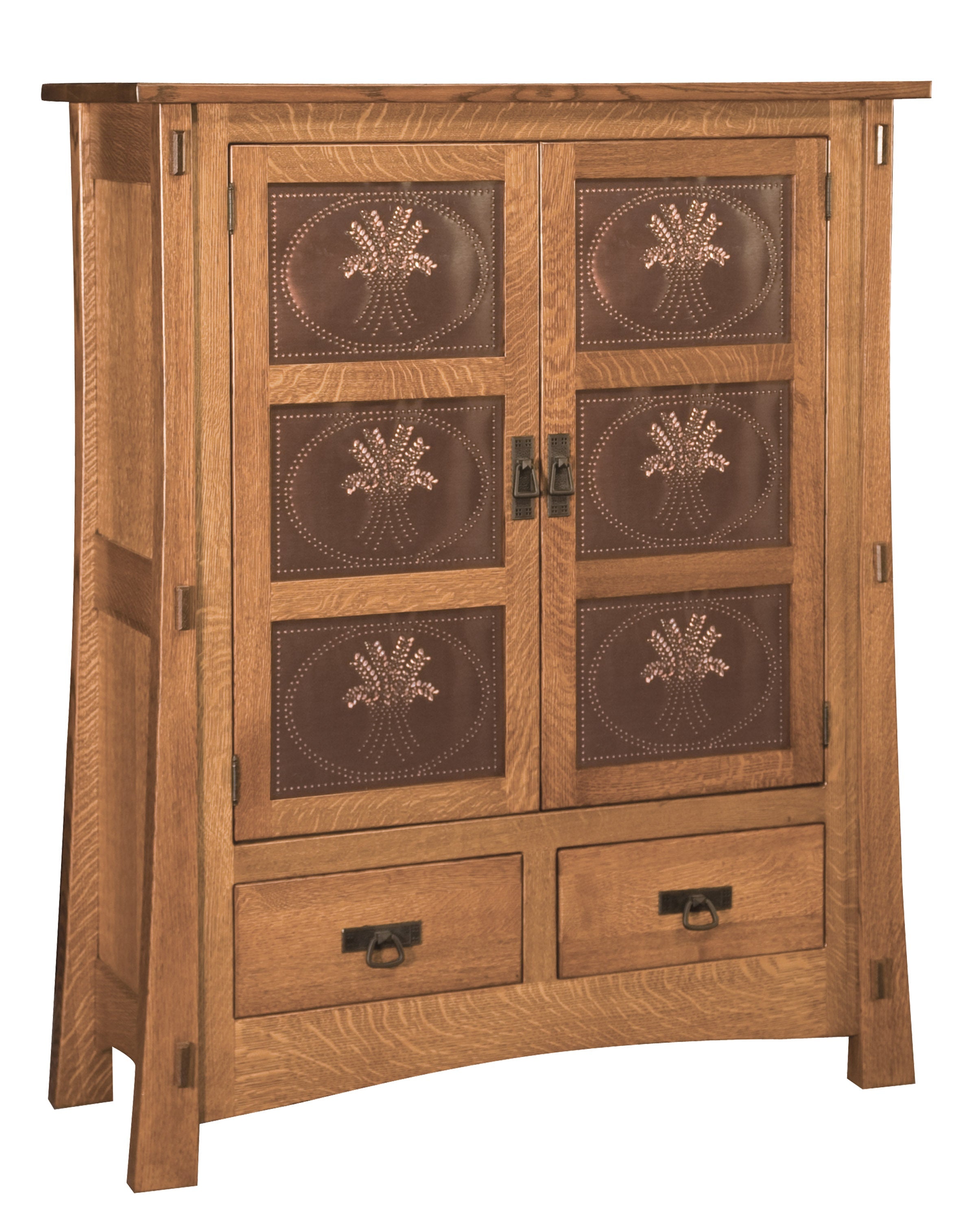 american made amish modesto display cabinet with copper doors