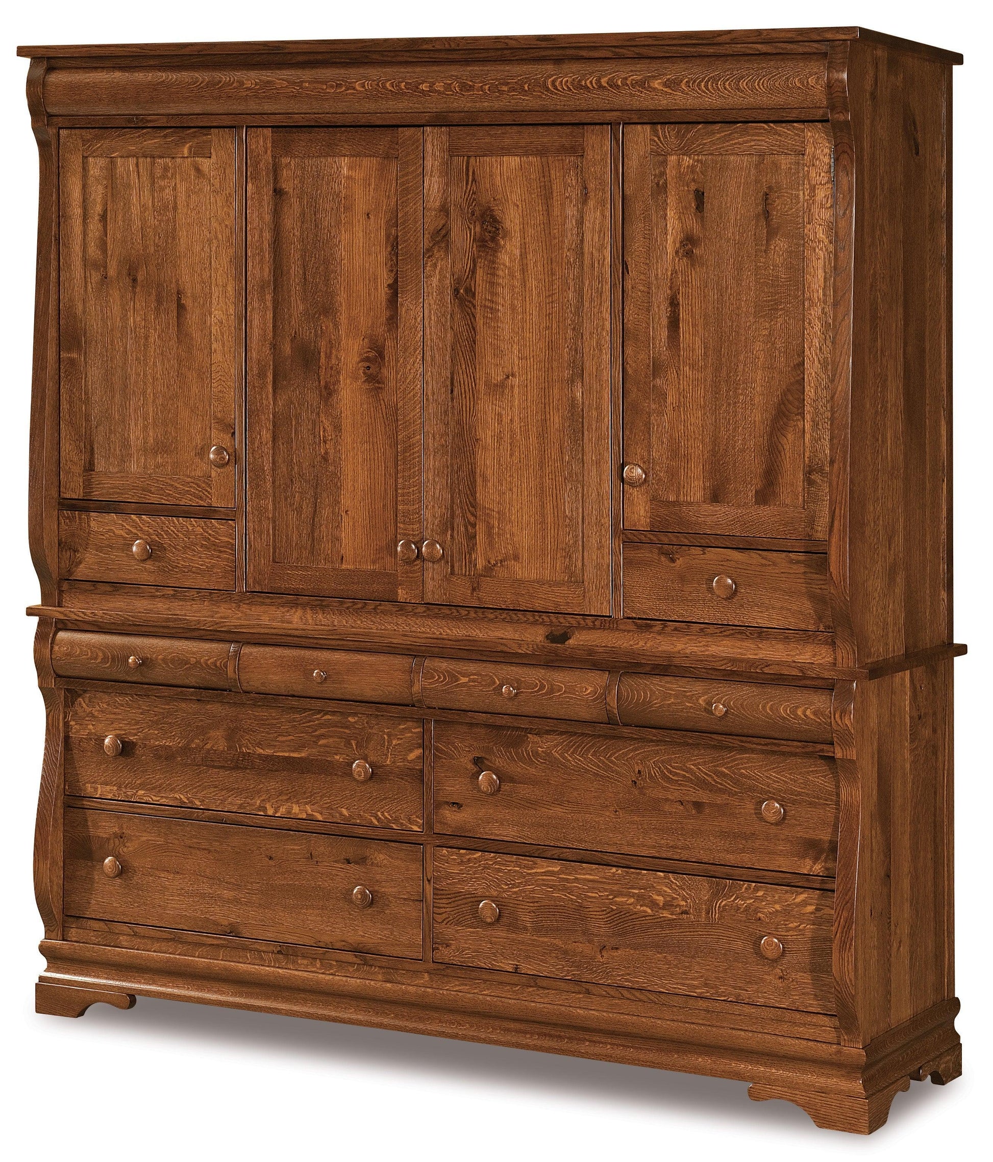 amish chippewa sleigh ten drawer four door mule chest