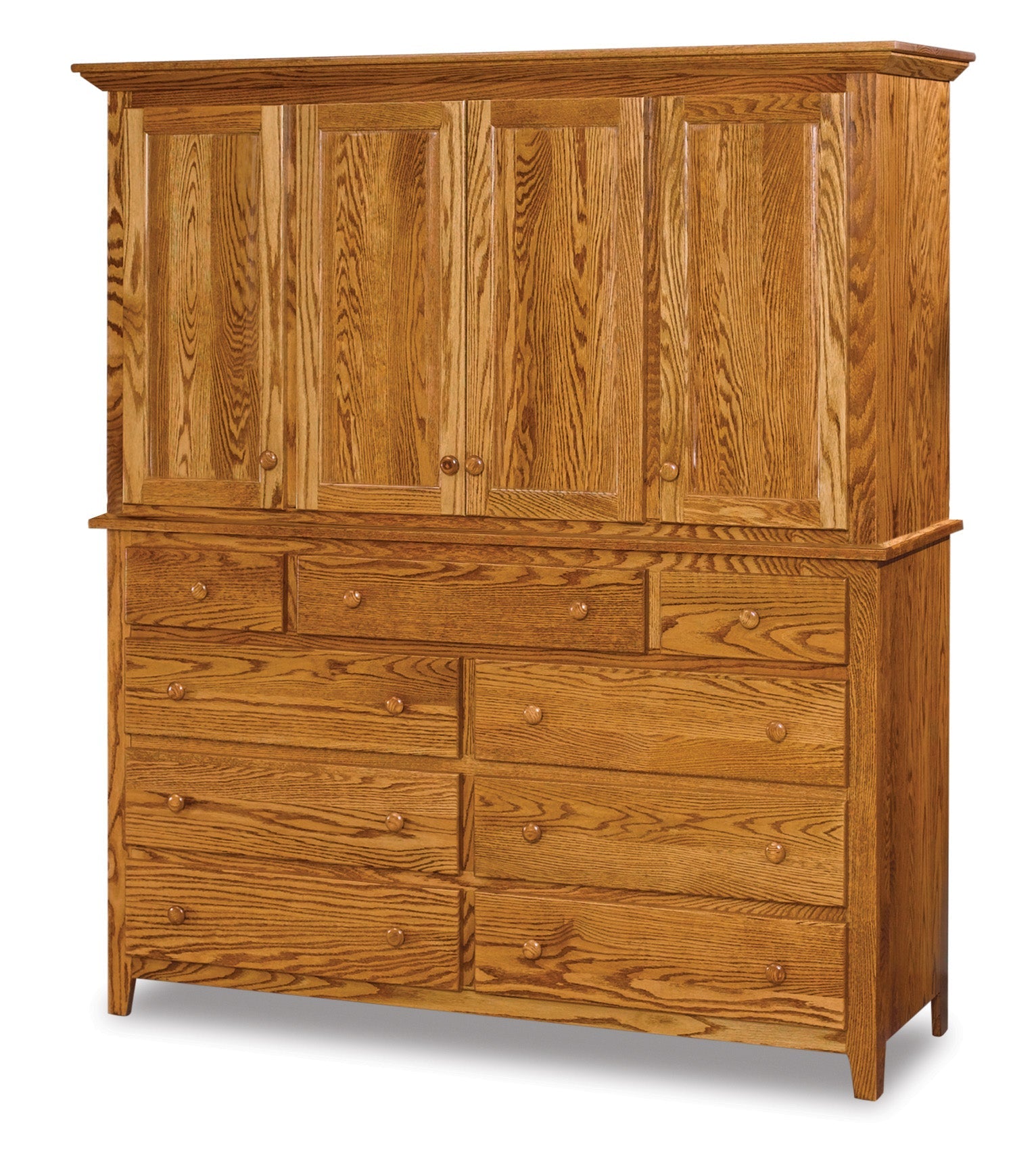 Amish Shaker Nine Drawer Four Door Chest