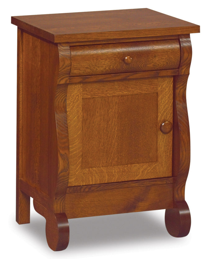 american made amish old classic sleigh onde drawer one door nightstand