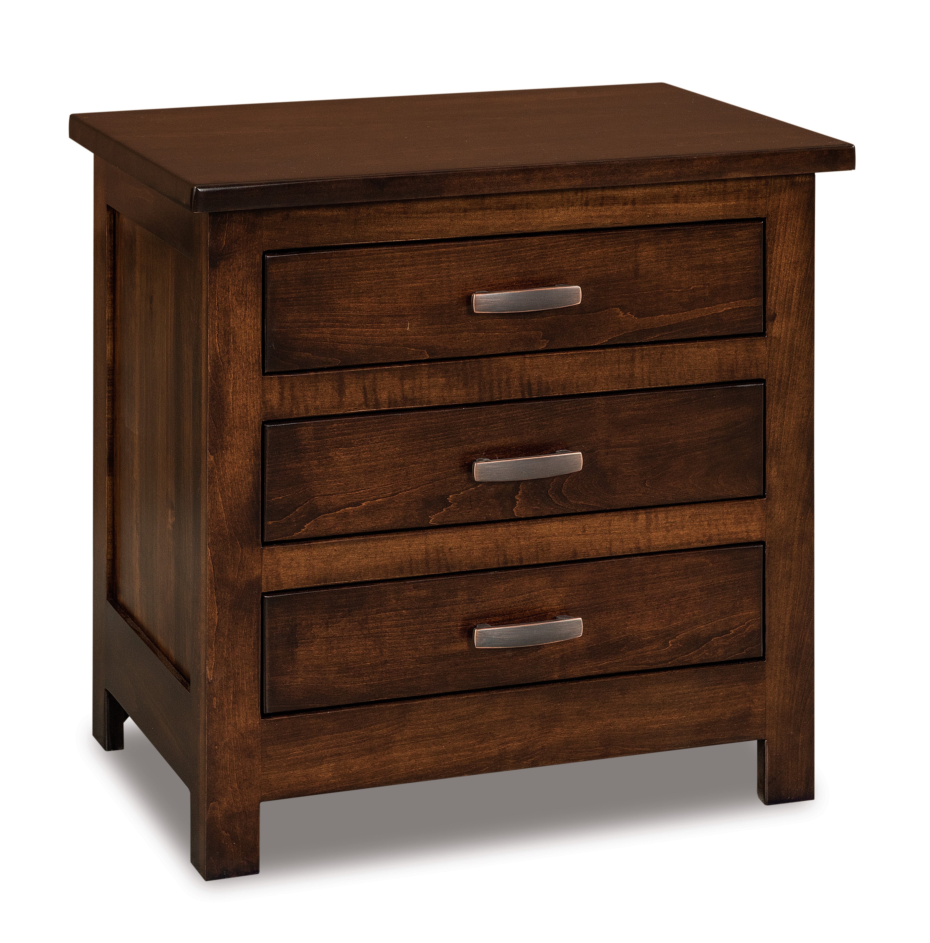 Amish Flush Mission Three Drawer Nightstand