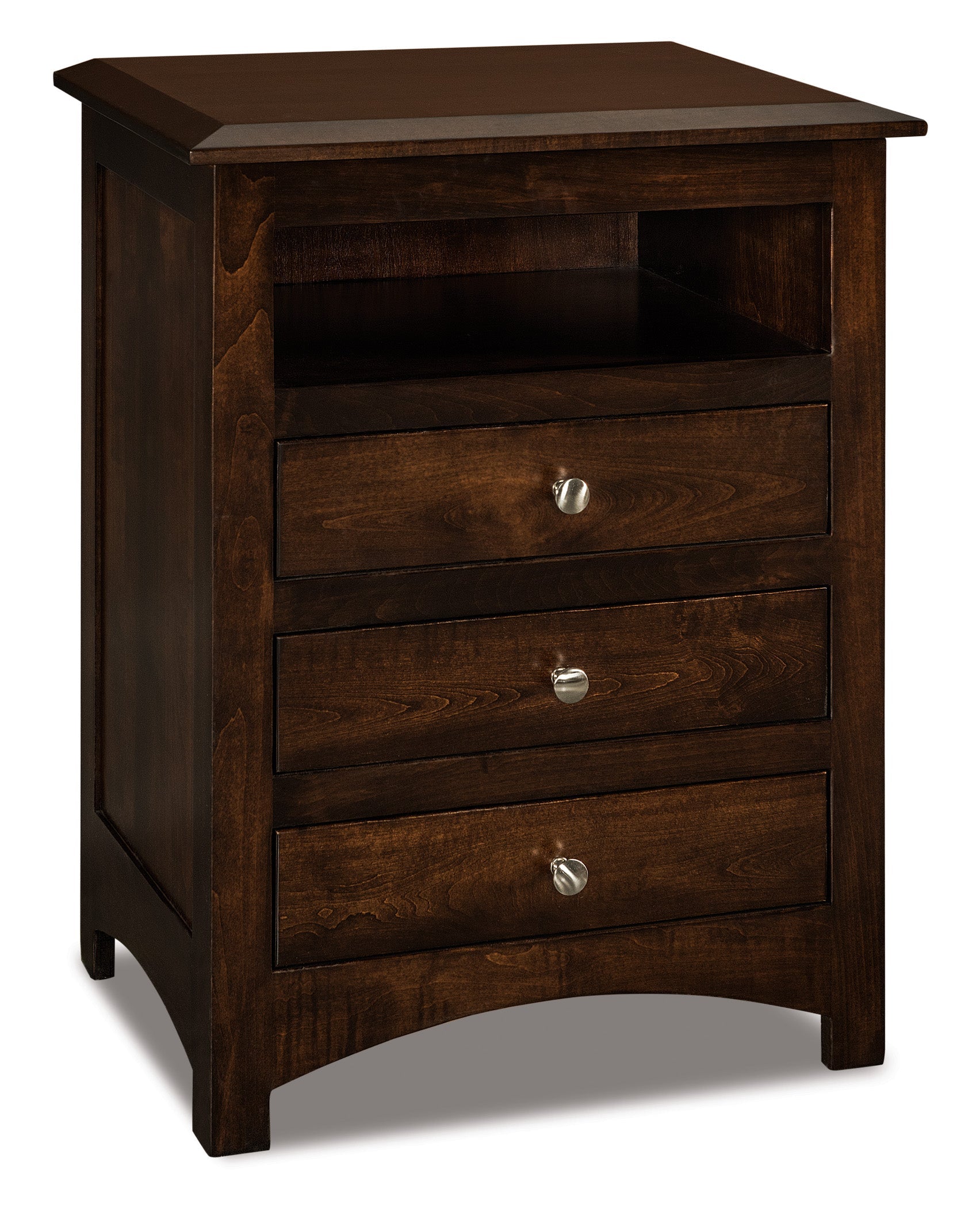 american made amish finland three drawer nightstand with opening