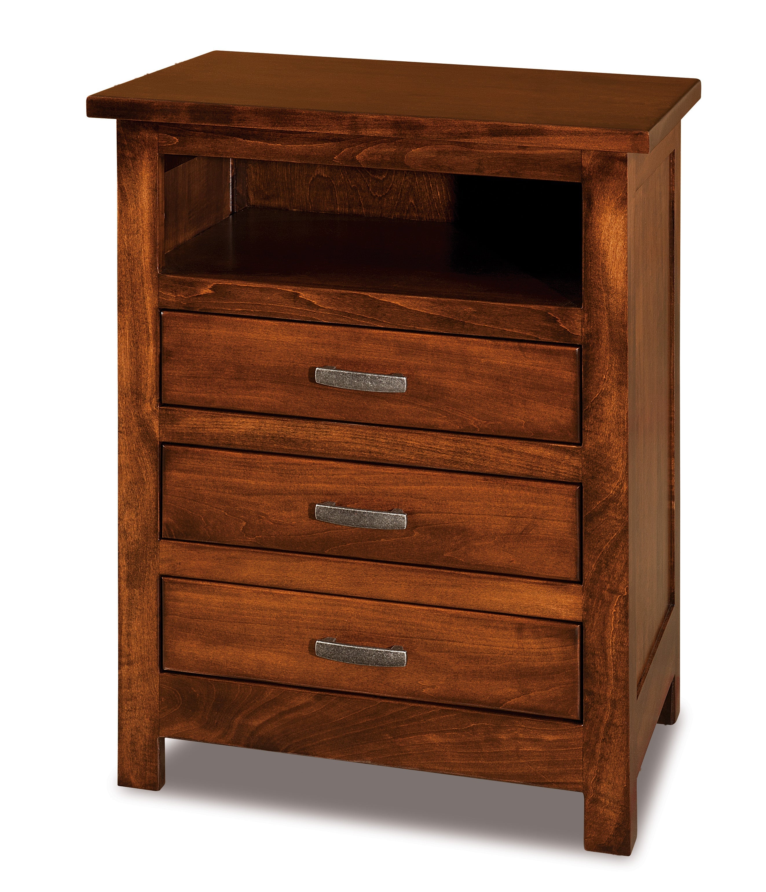 Amish Flush Mission Three Drawer Nightstand