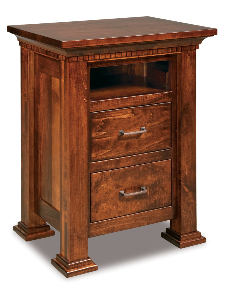 amish empire two drawer media nightstand