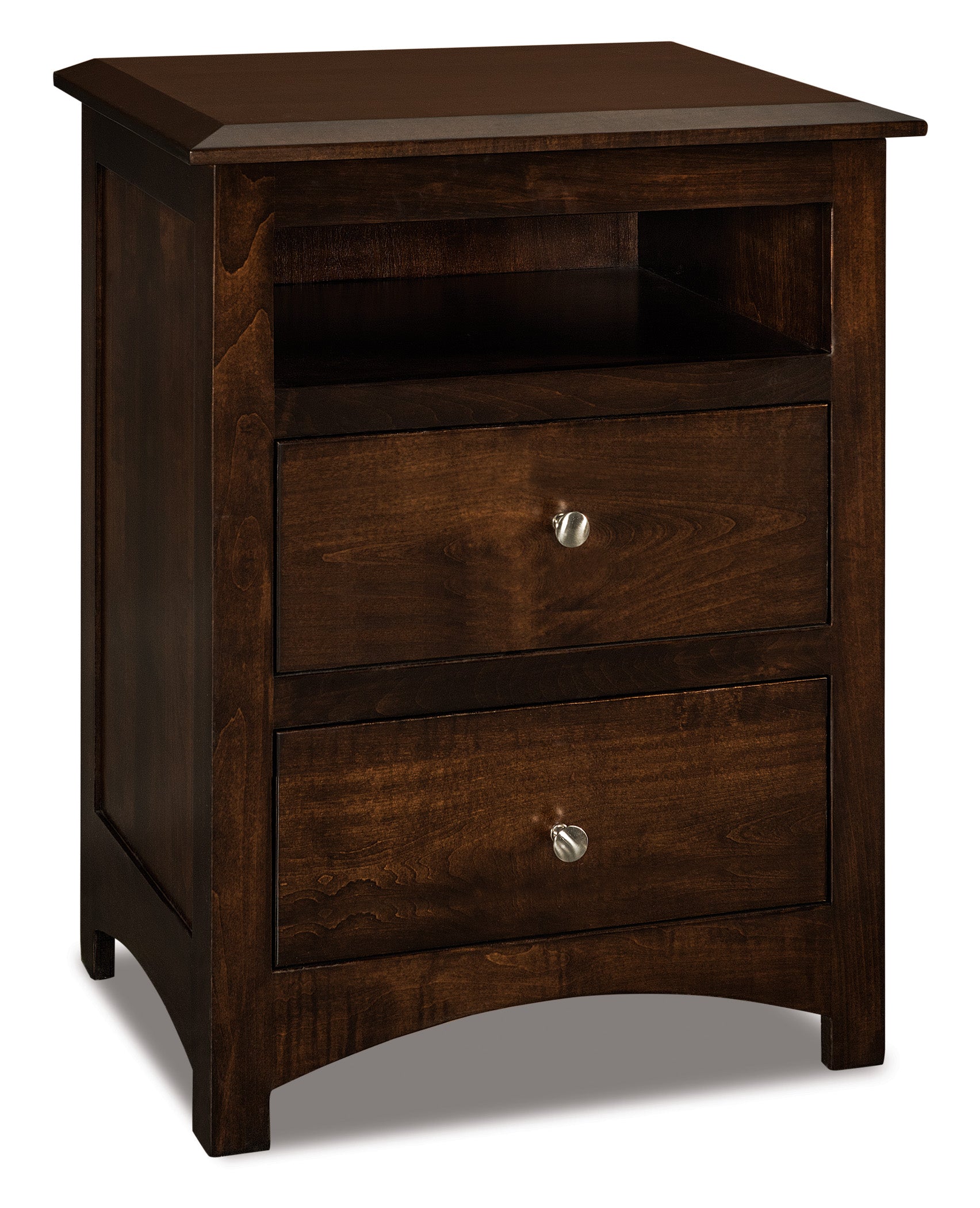 american made amish finland two drawer nightstand with opening