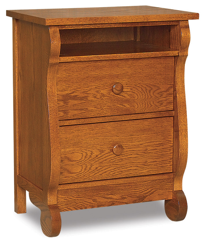 american made amish old classic sleigh two drawer nightstand