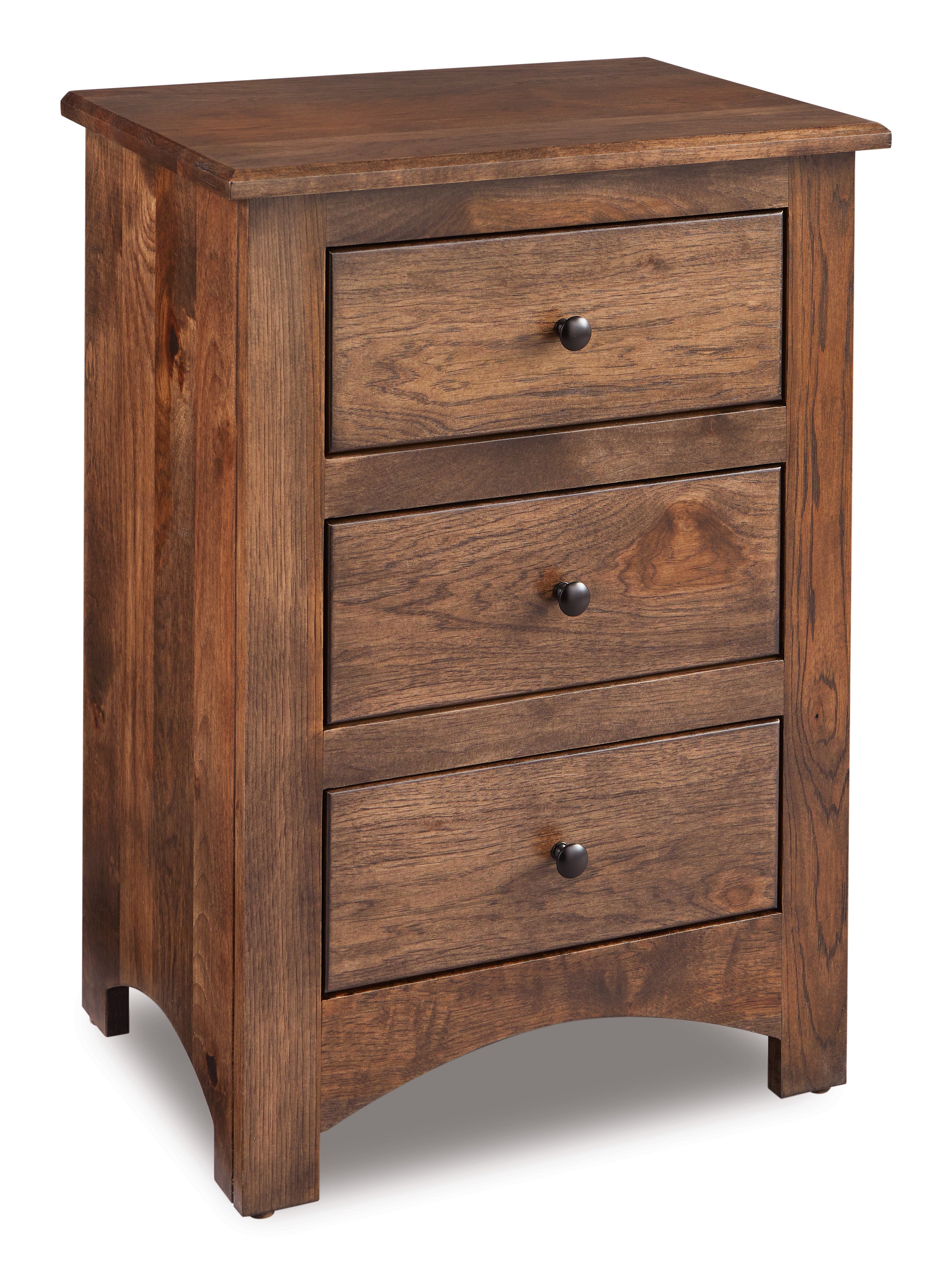 american made amish troy three drawer nightstand