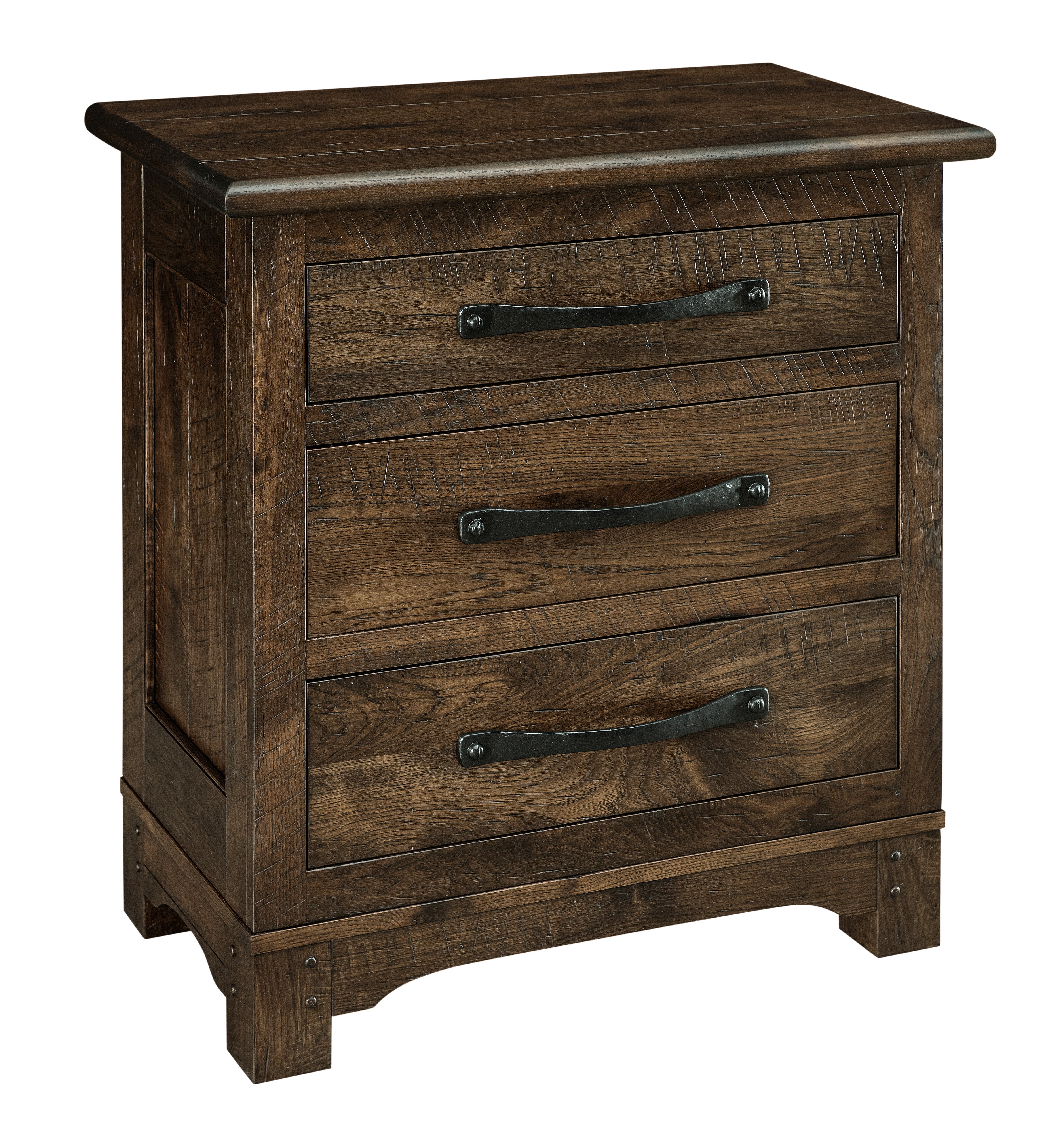 american made amish farmhouse three drawer nightstand