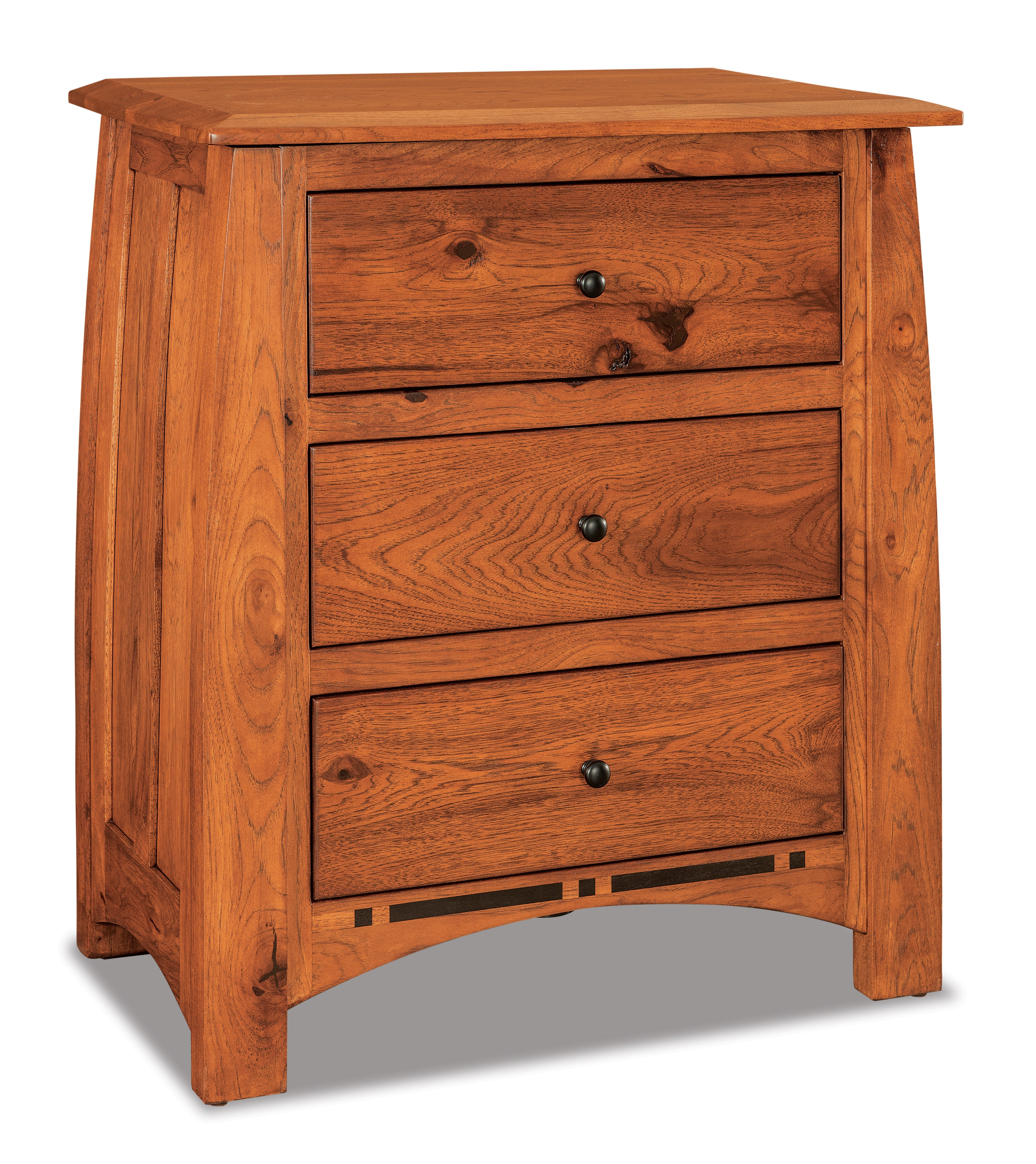 american made amish boulder creek three drawer nightstand