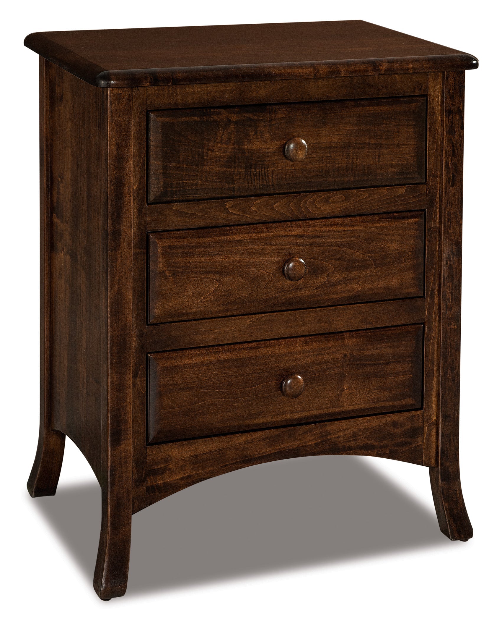 american made amish carlisle three drawer nightstand