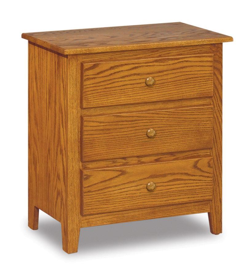 american made amish shaker three drawer nightstand