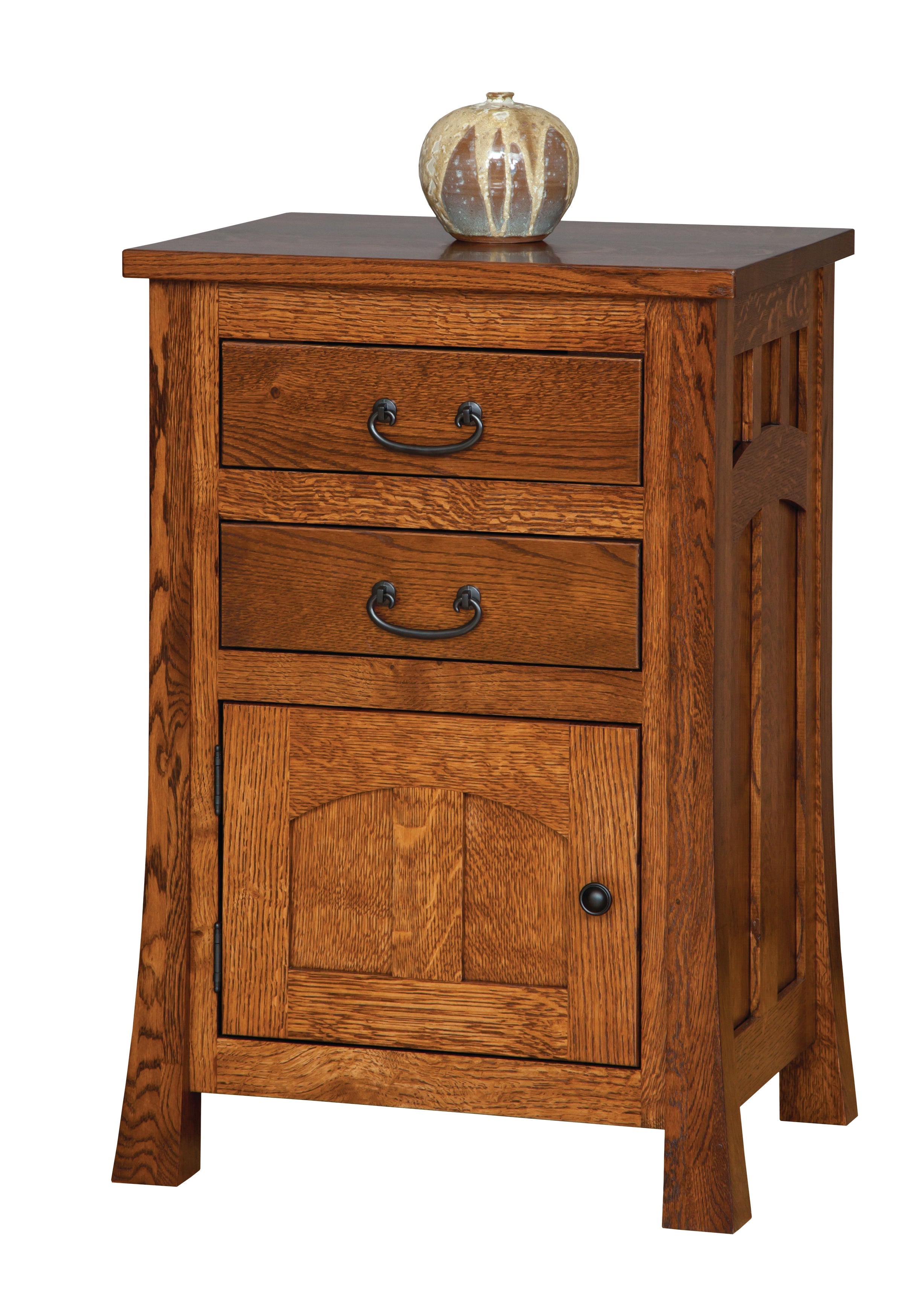 Amish Bridgeport Mission Two Drawer One Door Nightstand