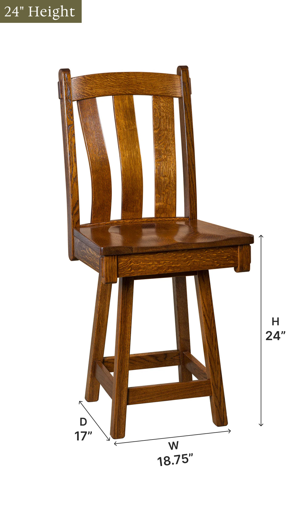 The Amish House Olde Century Swivel Bar Chair - Thumbnail 2