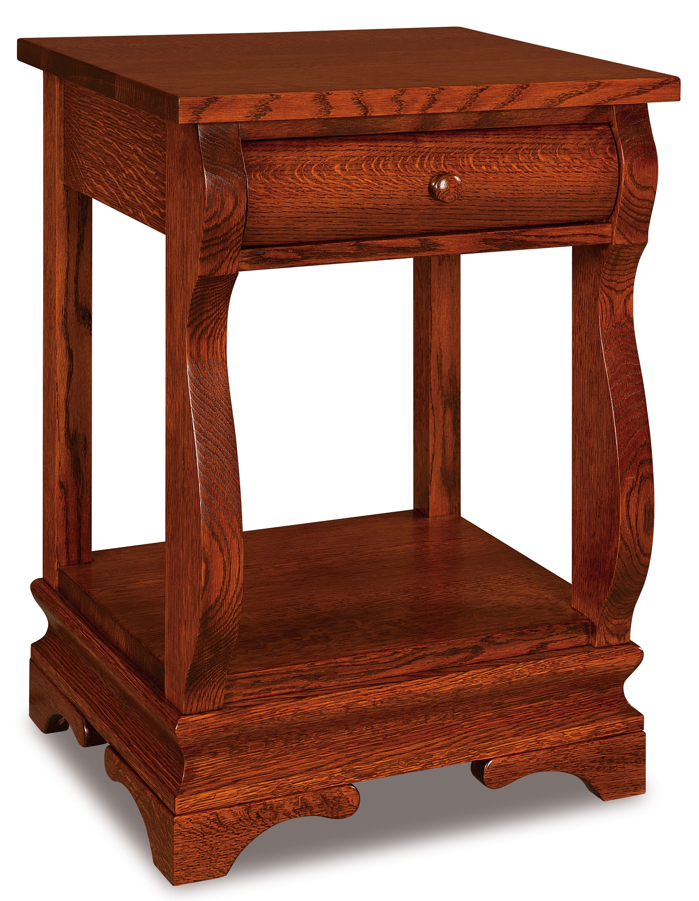 amish chippewa sleigh one drawer nighstand