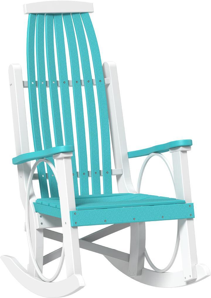 american made amish poly wood grandpas rocker aruba blue and white
