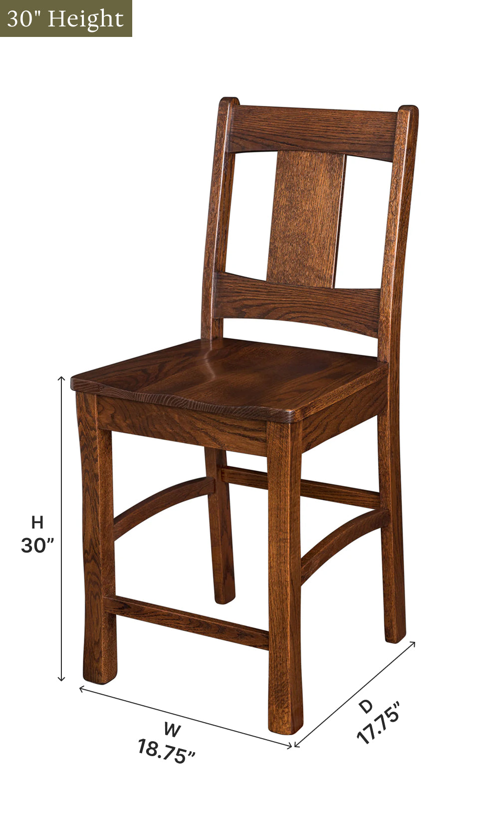 Amish Reno Stationary Bar Chair-Bar Chair-The Amish House