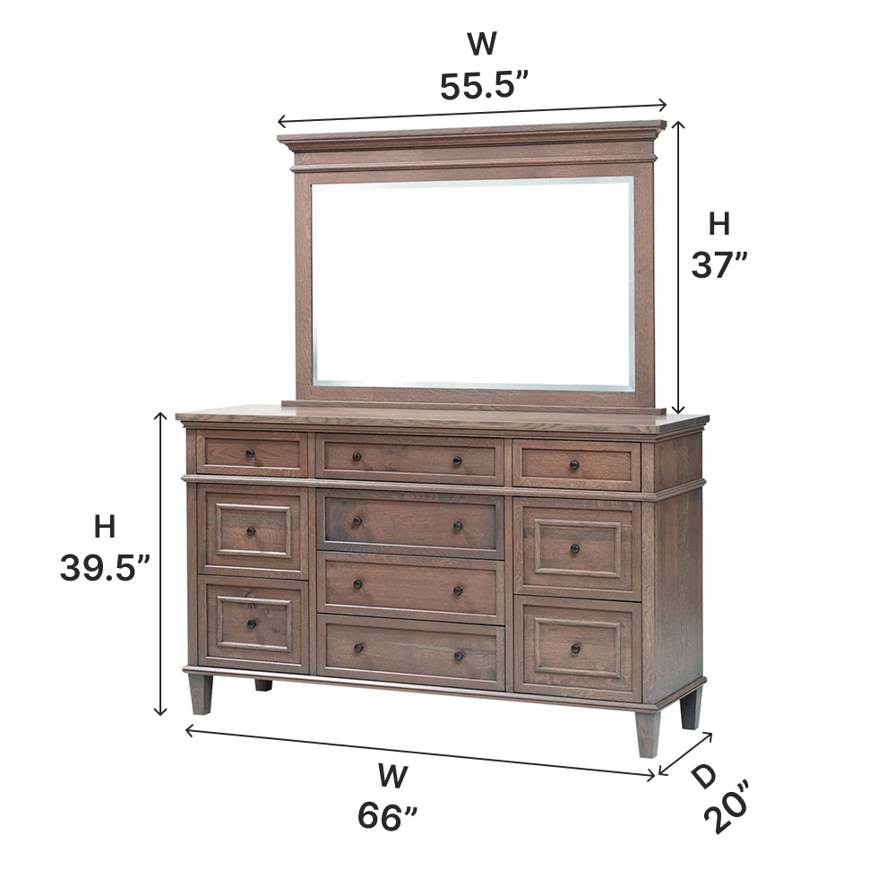 Amish Rockport Dresser Oak / Dresser w/ Mirror Amish Rockport Dresser Oak / Dresser w/ Mirror