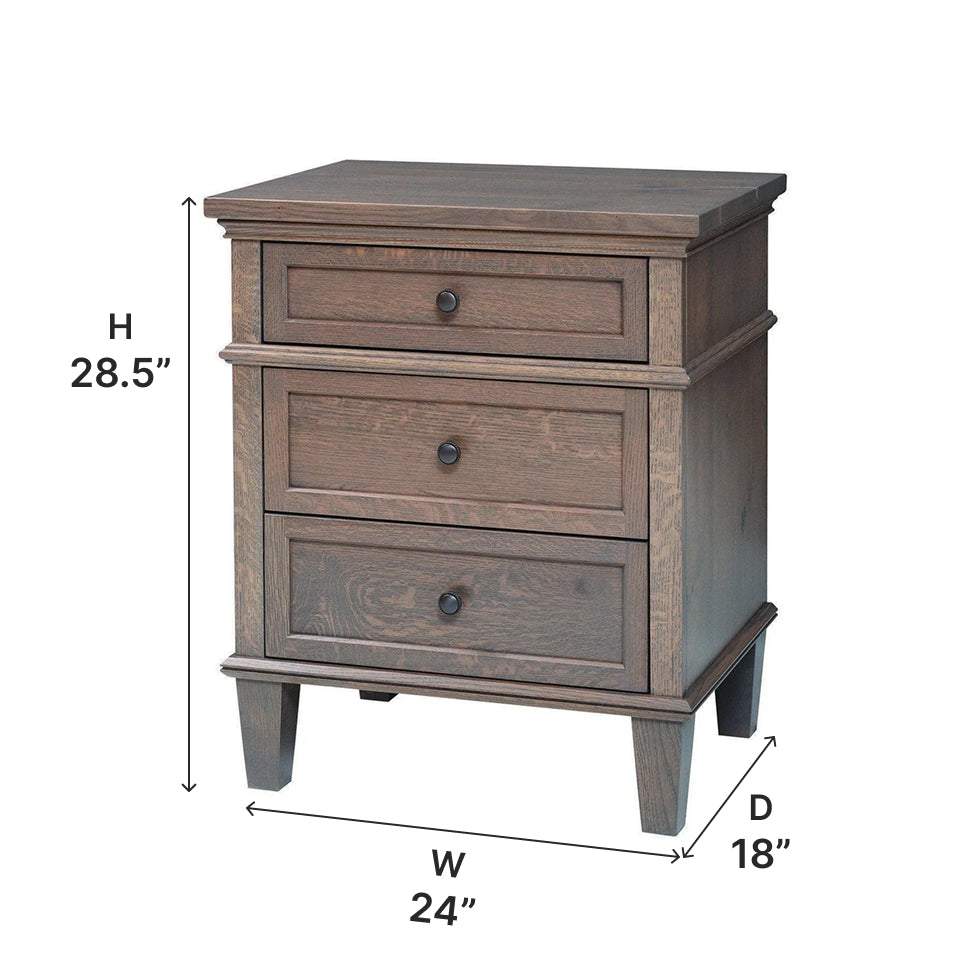 Amish Rockport Three Drawer Nightstand