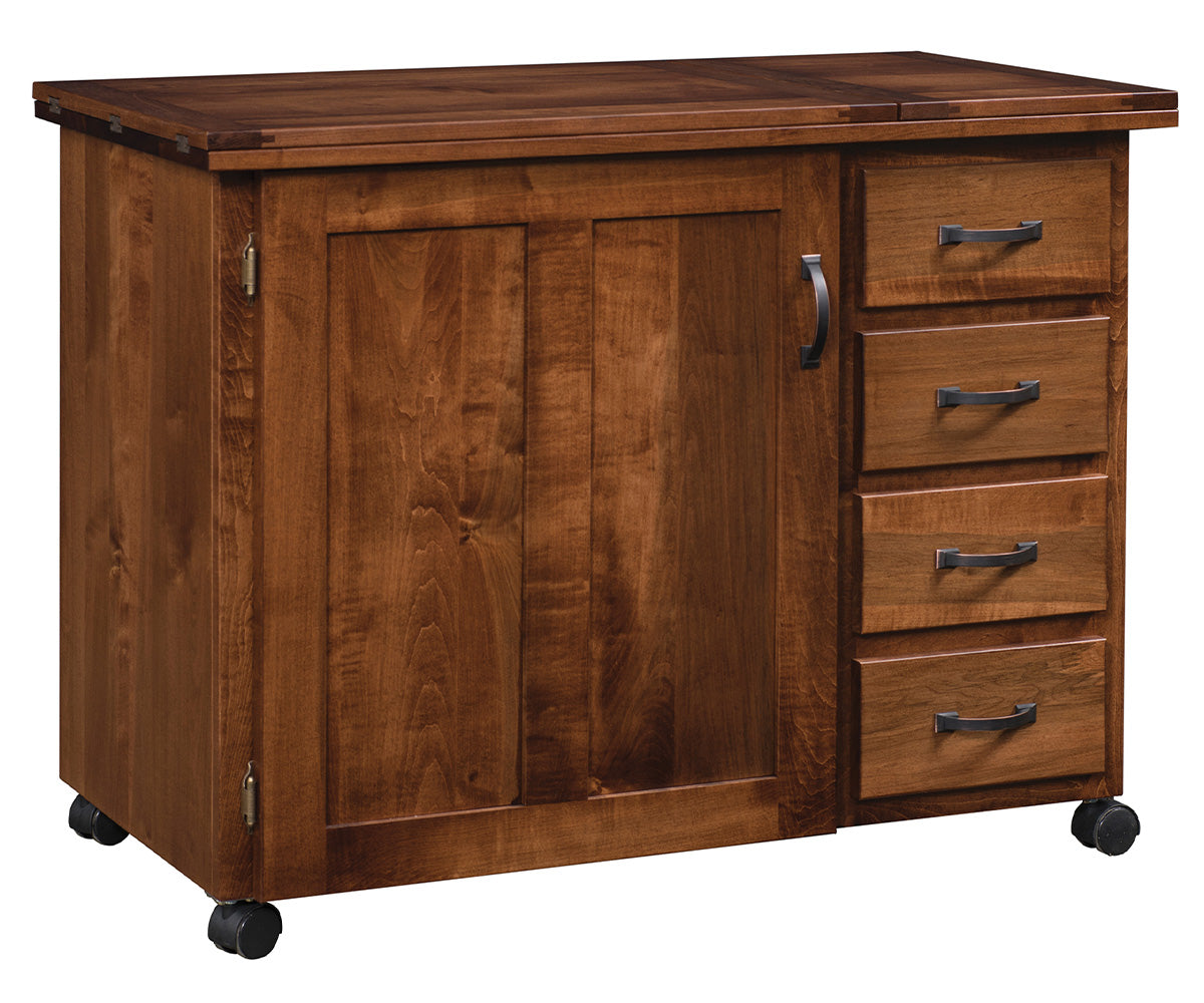 amish sewing cabinet in brown maple 