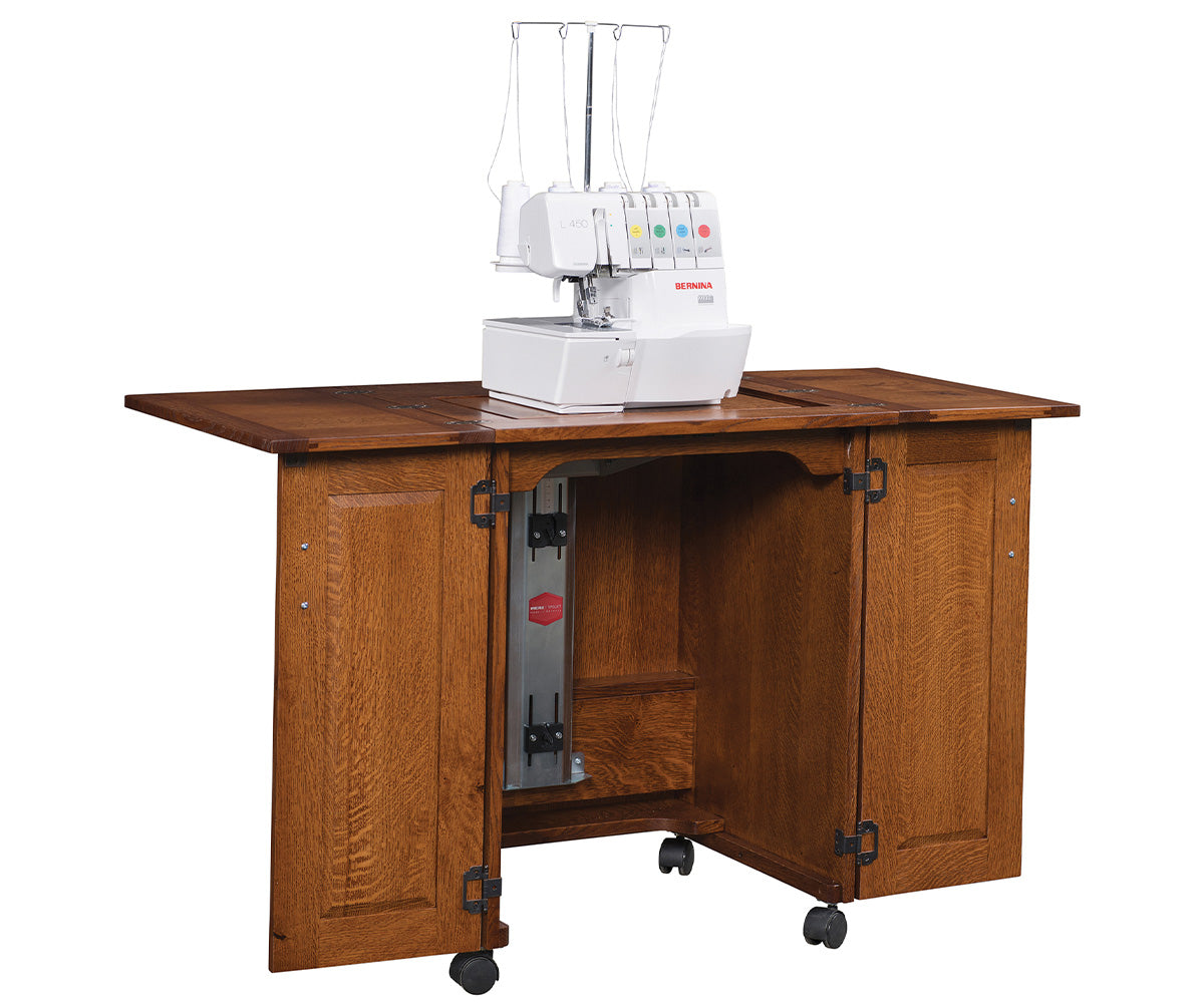 amish sewing cabinet in brown maple