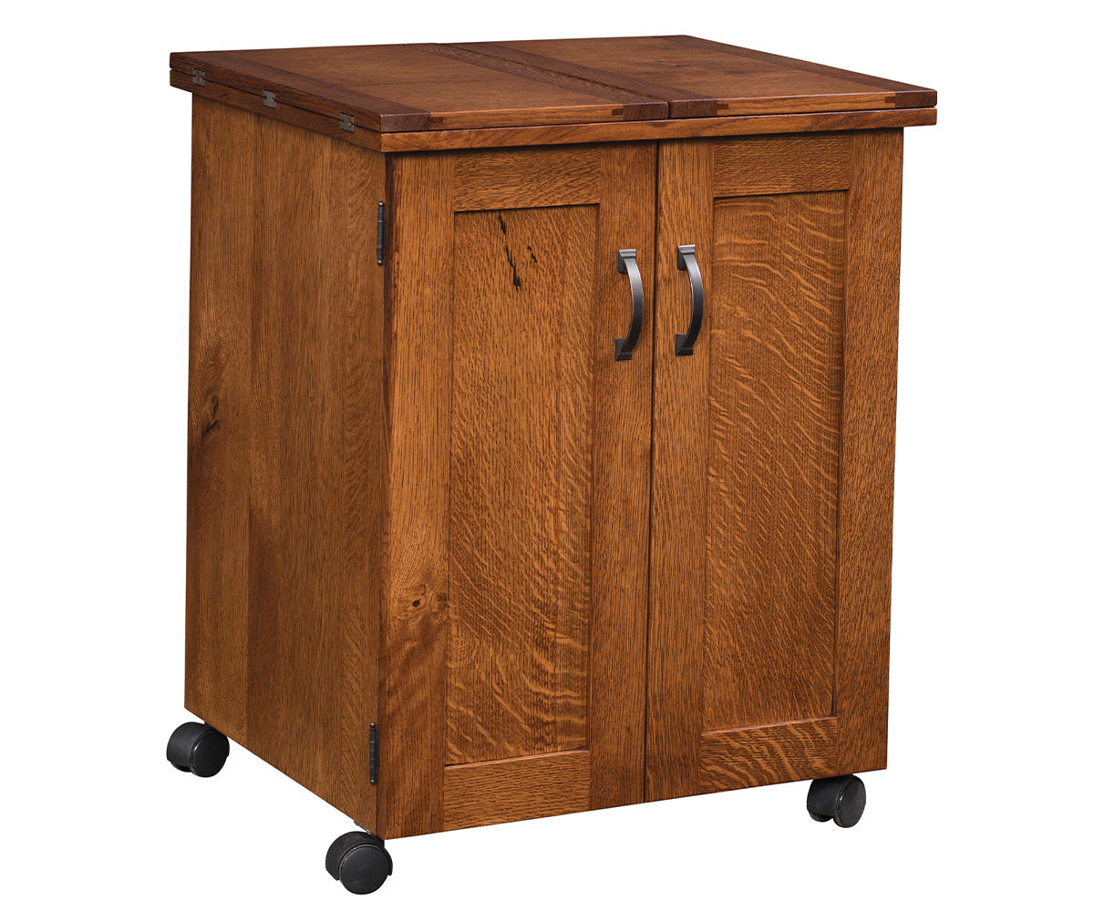 amish sewing cabinet in brown maple
