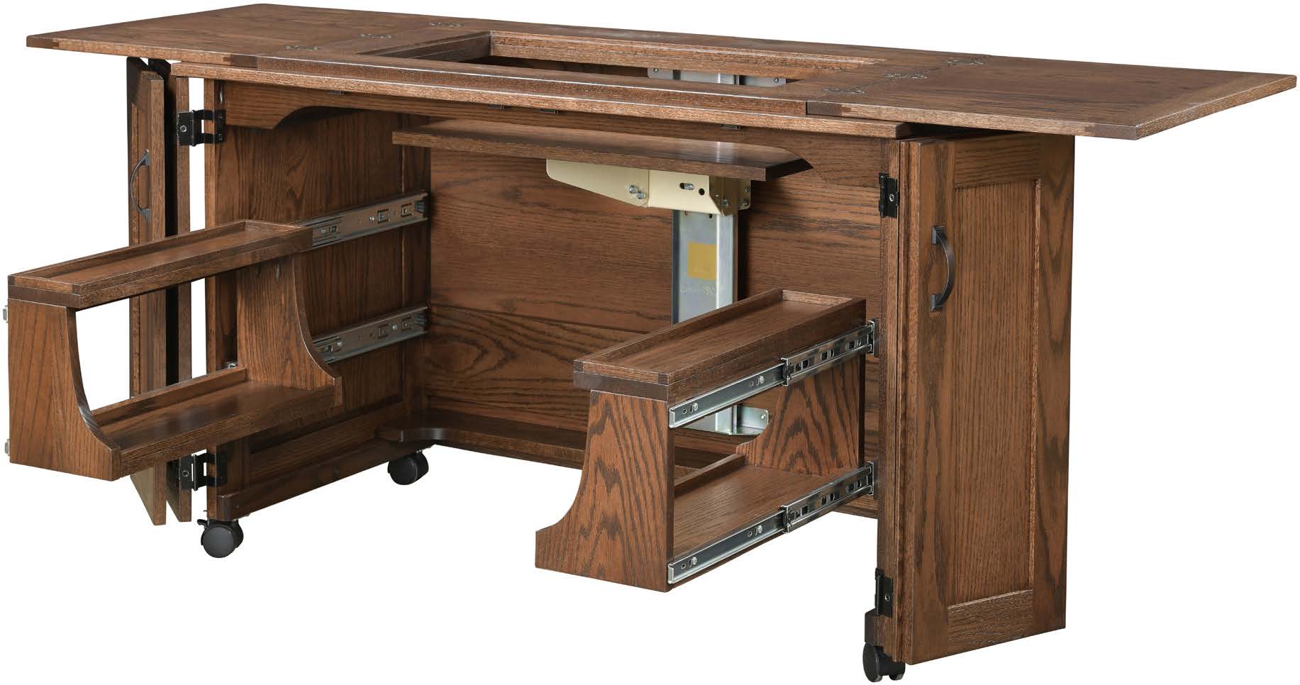 amish sewing cabinet in brown maple