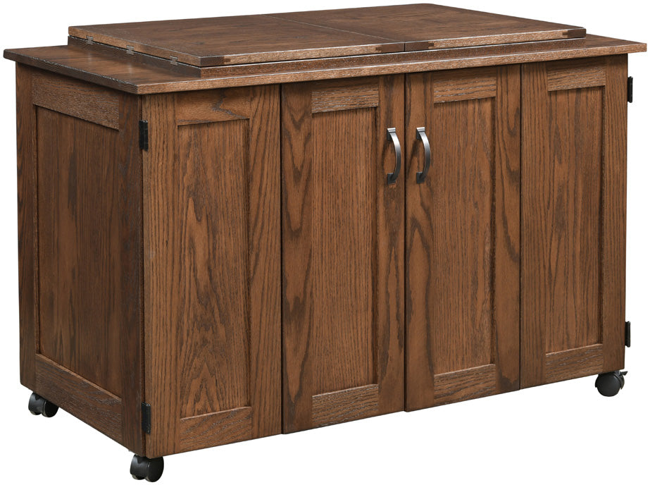 amish sewing cabinet in brown maple
