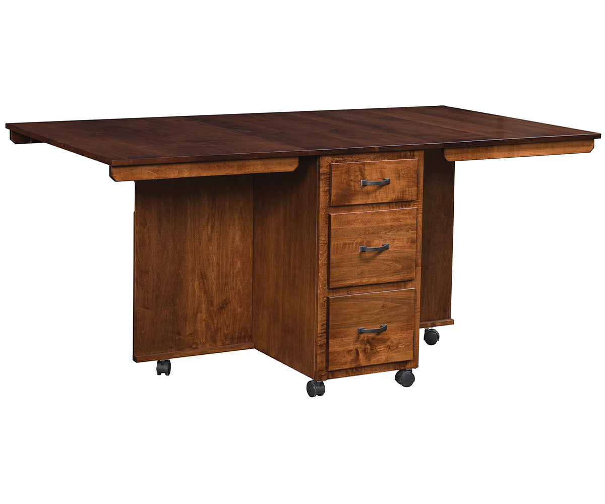 amish sewing cabinet in brown maple