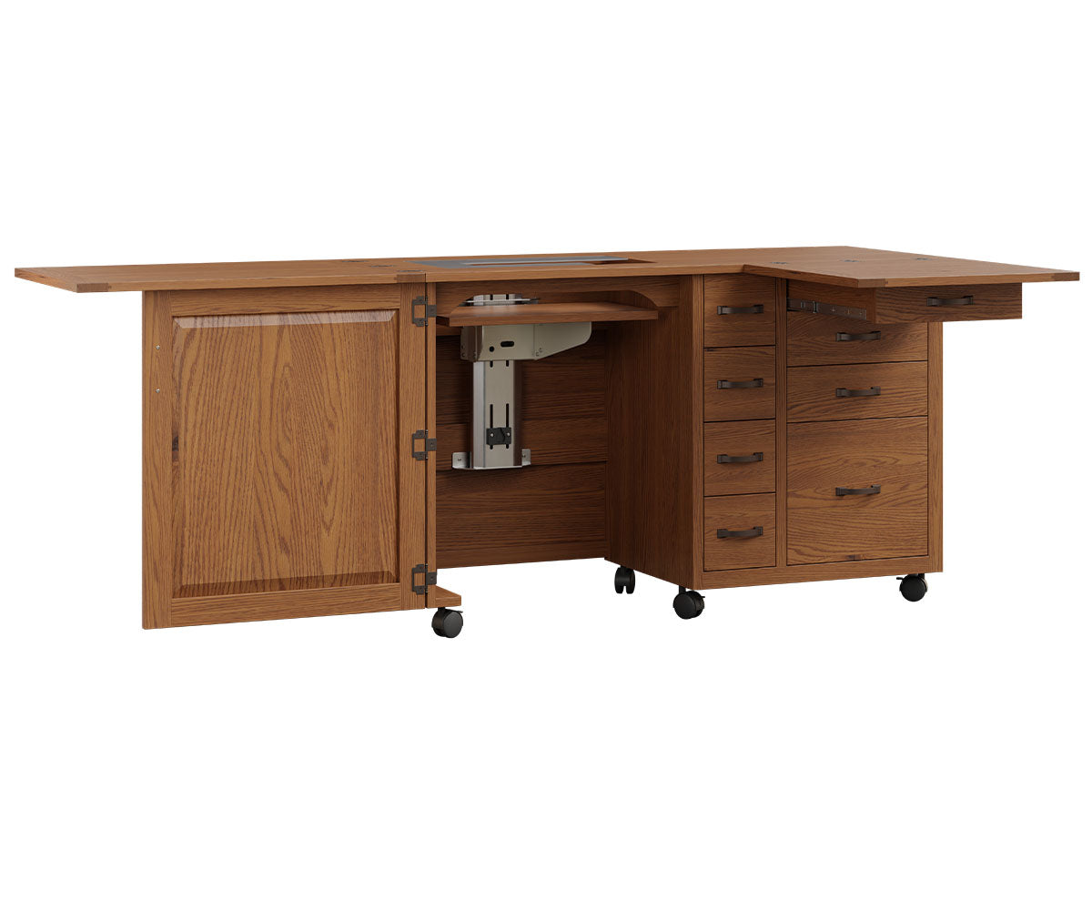 amish sewing cabinet in oak