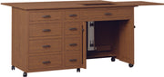 amish sewing cabinet shown in brown maple 